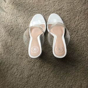 Missguided white/clear block heel